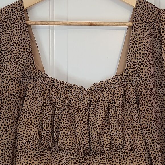 Altar'd State Animal Print Babydoll Tiered Mini Dress Size L - Picture 4 of 11